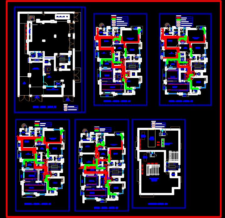 HVAC and Layout Plan for 4-Storey Villa in AutoCAD